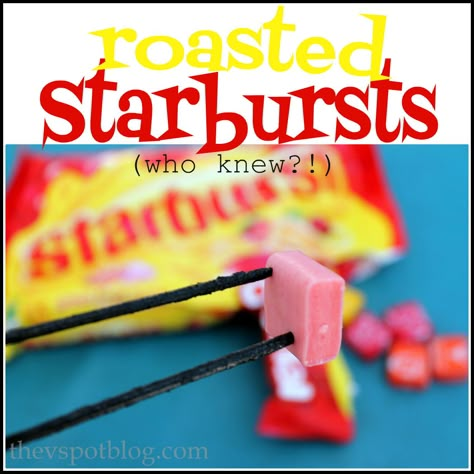 Roasted Starbursts around the campfire? What Fire Pit Party, Rustic Fire Pits, Modern Fire Pit, Bonfire Party, Fire Food, Beach Bonfire, Around The Campfire, Campfire Food, Campfire Cooking