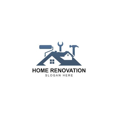 Vector simple minimalist home renovation... | Premium Vector #Freepik #vector #house-logo #business-logo #property #company-logo Remodeling Company Logo, Renovation Company Logo, Renovation Logo Design, Home Renovation Logo, Renovation Logo, Logo Property, Vector House, House Logo, Stationery Templates