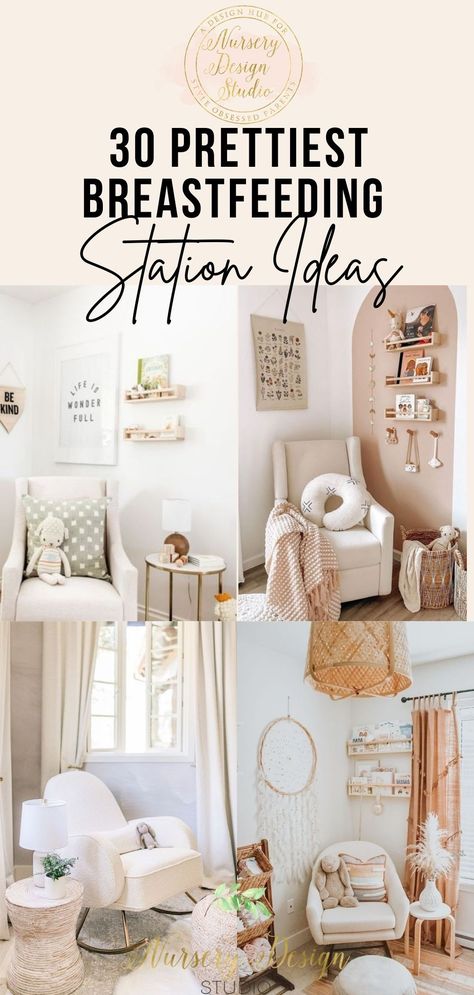 When looking at a nursery design-the breastfeeding station stands out. Ahead, discover 30 prettiest breastfeeding station ideas that are sure to infuse your nursery with dazzling style. Nursing Chairs Ideas, Newborn In Master Room, Nursing Corner In Bedroom, Baby Station In Bedroom, Bedside Newborn Station, Nursing Room Design, Nursing Station Breastfeeding, Newborn Bedside Station, Nursing Room Ideas