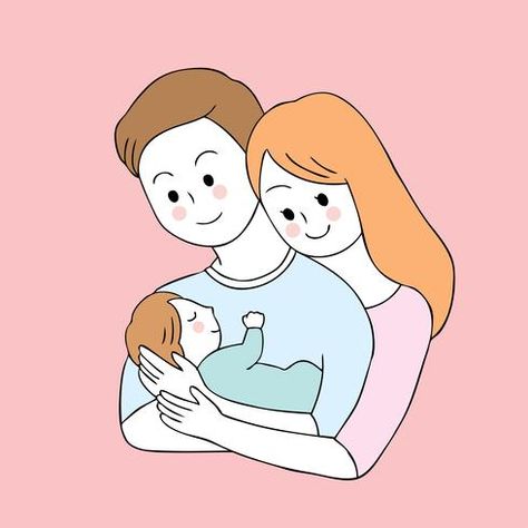 Proud Parents Cartoon, Parent Drawing, Cute Family Drawing, Cartoon Parents, Parents Drawing, Cute Baby Drawing, Parents Illustration, Cute Parents