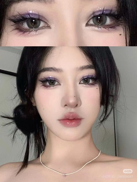 Cold Douyin Makeup, Cool Toned Douyin Makeup, Korean Eyes, Diamond Makeup, Japan Makeup, Asian Makeup Looks, Douyin Makeup, Witch Makeup, Japanese Makeup