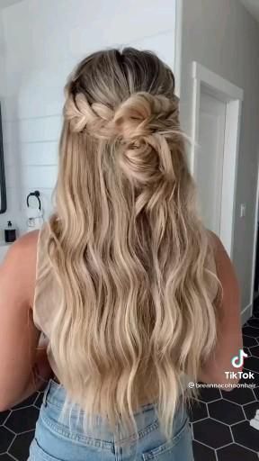 Half Up Half Down Braid With Curtain Bangs, Simple Hair Half Up Half Down, Long Formal Hair Down, Braided Half Up Half Down Hair Bridesmaid, Half Up Half Down Hoco Hairstyles For Short Hair, Thick Hair Wedding Styles Half Up, Half Up Updos For Medium Length Hair, Half Up Half Down Grad Hair, Down Formal Hairstyles For Medium Hair