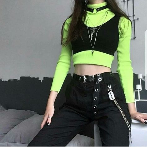 Concept Outfits, Neon Party Outfits, Neon Green Outfits, Green Outfits For Women, Kenya Fashion, Dance Style Outfits, Normal School, Neon Outfits, Alt Outfits