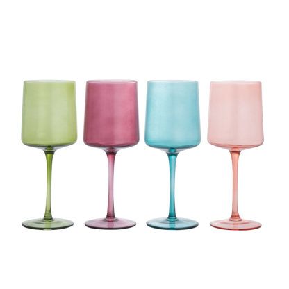 Colorful Glassware Reel 2024 | Wayfair Trendy Glassware, Dublin Apartment, Mocktail Ideas, Dream House Kitchen, Colored Glasses, Living Room Decorations, Colored Glassware, Clear Glasses, Wine Glass Set