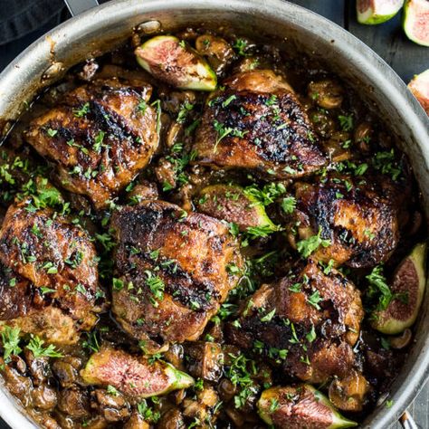 Balsamic Fig Chicken Marsala - The Endless Meal® Balsamic Fig Chicken, Fig Chicken, Reduced Balsamic Vinegar, Fig Recipes, Chicken Marsala, Fresh Figs, Sweet Wine, Mushroom Sauce, Paleo Dinner