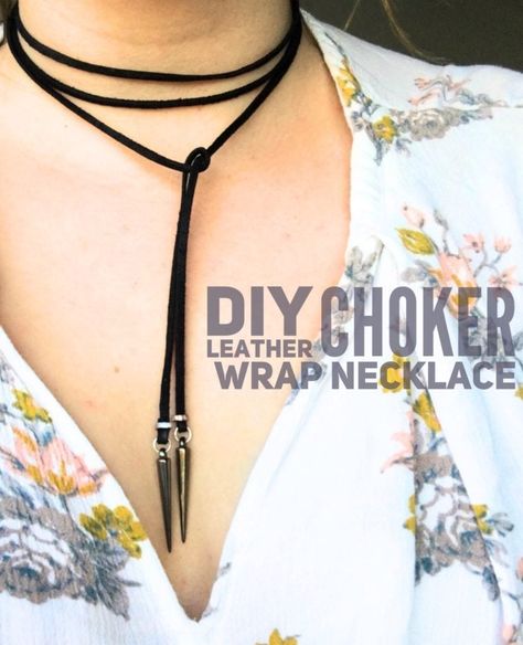 Well the beloved 90's chokers are back! Get with the trend with your own! For about $2 each, I'll show you how to make your own choker wrap necklace. Leather Wrap Necklace Diy, Leather Wrap Necklace, Leather Choker Diy, Diy Choker Necklace, Jewelry Guide, Necklaces Diy, Diy Choker, Tattoo Choker, Leather Choker Necklace