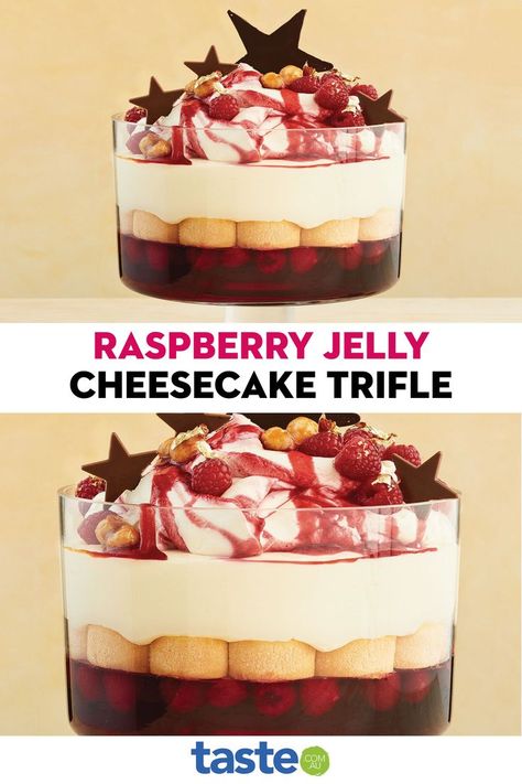 Be the star of your Christmas festivities with this ultimate trifle, cheesecake and jelly trifecta. Check out our recipe notes: there's detailed tips and how-tos for making your best trifle ever. Cheesecake Trifle Recipes, Christmas Pudding Ideas, Xmas Trifle, Trifle Cheesecake, Jelly Trifle, Best Trifle, Greek Cakes, Christmas Trifle Recipes, Christmas Jelly