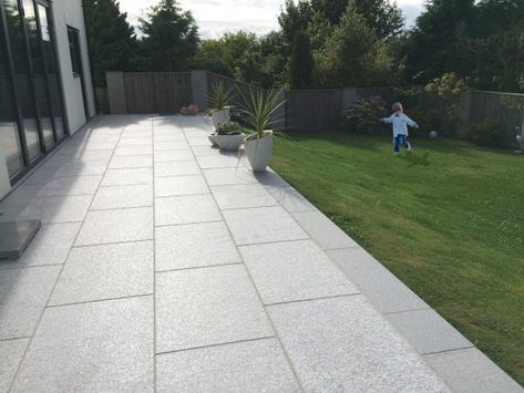 Dark Grey Granite, Granite Patio, Silver Grey Granite, Retaining Wall Patio, Garden Slabs, Patio Paving, Granite Paving, Patio Steps, Backyard Garden Layout