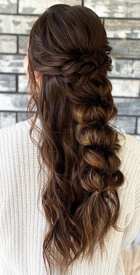 trendy half up, easy half up half down, everyday hairstyle, textured half up half down hairstyle, half up wedding hair, half up half down wedding hair, wedding hairstyles, hair down wedding, half up bridal hairstyles #halfuphairstyle Up Bridal Hairstyles, Up Wedding Hair, Hairstyles Twist, Half Up Half Down Wedding Hair, Bridal Hair Half Up, Bridemaids Hairstyles, Half Up Half Down Hairstyle, Half Up Wedding, Down Hairstyle