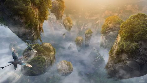 Hallelujah Mountains, Hollow Earth, Avatar James Cameron, Pandora Avatar, Scenery Background, Avatar Movie, Avatar World, Matte Painting, Fantasy Concept Art