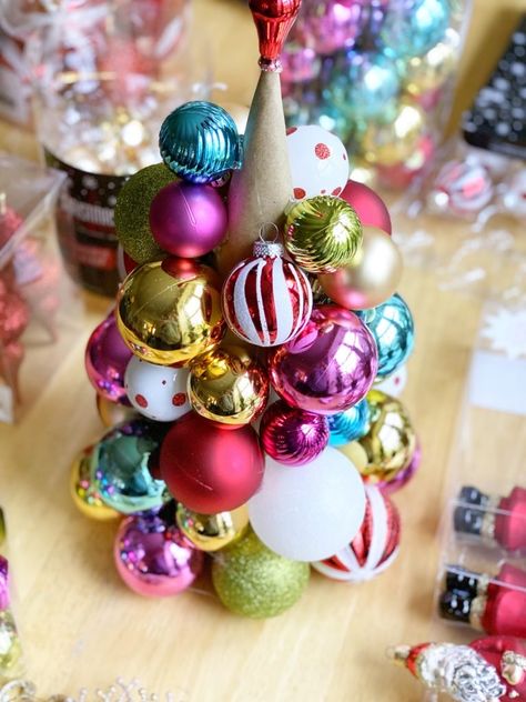 Handmade Holiday: Ornament Topiary | Tilly's Nest Ornament Topiary, Christmas Tree Topiary, Topiary Diy, Christmas Topiary, Holiday Ornament, Handmade Holiday, Vintage Christmas Ornaments, Diy Christmas Tree, Holiday Diy