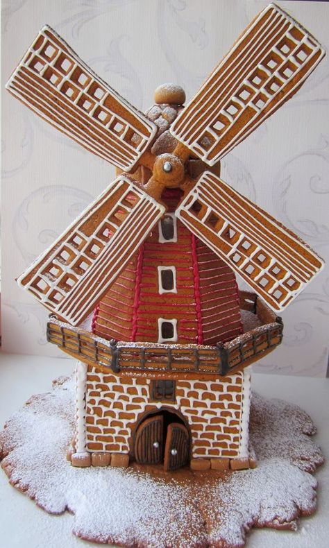 Windmill Gingerbread House, Gingerbread Windmill, Gingerbread Inspiration, Gingerbread Creations, Gingerbread Ideas, Ginger House, Make A Gingerbread House, Gingerbread House Designs, All Things Gingerbread