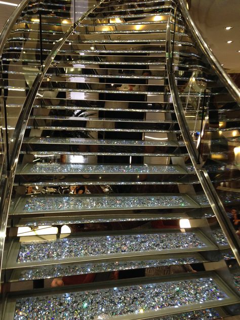 The stunning Swarovski Crystal staircase onboard #MSCDivina Crystal Stairs Staircases, Comfy Room Ideas, Dream Building, Deck Plan, Beautiful Butterfly Photography, Bling Wallpaper, Cruise Lines, Cozy Room Decor, Salou