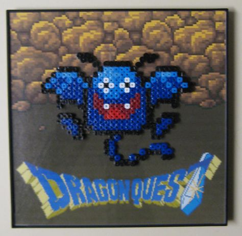 Perler Dragon, Warrior Dragon, Pixel Video, Video Game Pattern, Perler Designs, Perler Projects, Perler Ideas, 8bit Art, Dragon Warrior