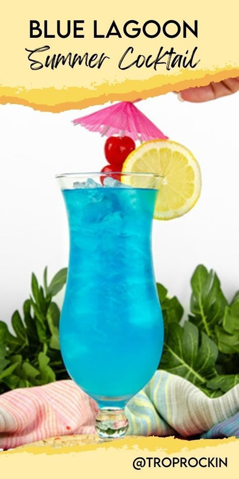 This Blue Curacao drink tastes like summer in a glass. The Blue Lagoon Cocktail is refreshing, sweet and slightly tart. If you are looking for an easy summer cocktail, you need to try this colorful cocktail! Blue Colored Cocktails, Blue Carico Drinks, Blue Tequila Drinks, Blue Curacao Drinks Easy, Blue Mixed Drinks Alcohol, Blue Curacao Cocktails, Blue Raspberry Vodka Drinks, Blue Drinks Alcohol, Blue Cocktail Drinks