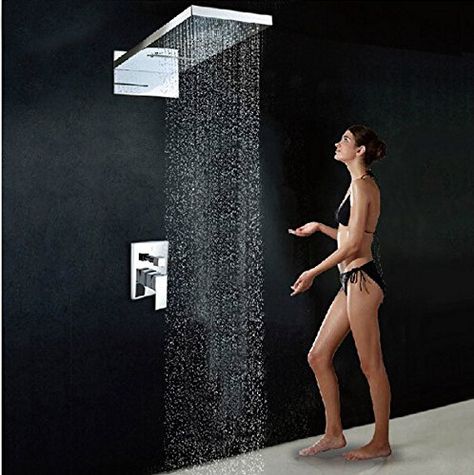 GOWE Luxury Rain & Waterfall Showerhead Brass Shower Mixer Faucet Taps with 2 Ways Mixer Valve Chrome Finish Big Shower, Shower Head Filter, Bathroom Shower Faucets, Bathroom Shower Heads, Waterfall Shower, Shower Filter, Brass Shower, Shower Faucet Sets, Chrome Faucet