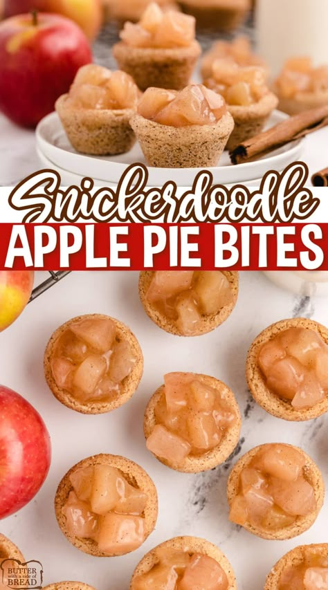 Snickerdoodle Apple Pie, 2023 Desserts, Mini Apple Pie Recipe, Raspberry Pie Filling, Apple Pie Filling Recipes, Apple Pie Cookies, Apple Dishes, Peach Pie Filling, Snickerdoodle Cookie