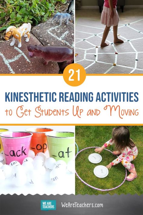 21 Kinesthetic Reading Activities to Get Students Up and Moving Kinesthetic Learning Activities, Reading Games For Kids, Active Reading Strategies, Kinesthetic Learning, Word Skills, Movement Activities, Reading Comprehension Activities, Reading Intervention, Reading Lessons