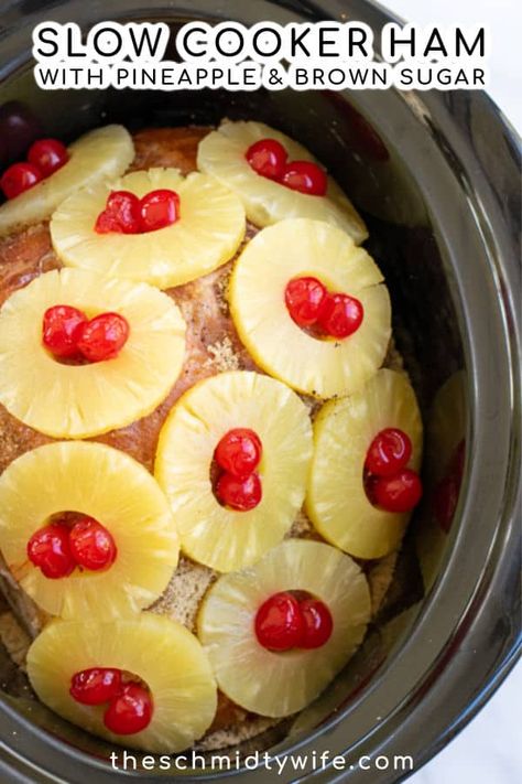 Pineapple Ham Crockpot, Slow Cooker Pineapple Ham, Old Fashioned Ham, Ham With Pineapple, Baked Ham With Pineapple, Brown Sugar Pineapple, Slow Cooker Ham Recipes, Ham Recipes Crockpot, Ham Recipes Baked