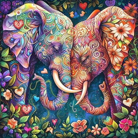 Diamond Art Kits, Animal Canvas Art, Colorful Elephant, Elephant Painting, Diamond Painting Kits, Rhinestone Art, Elephant Art, Animal Canvas, Mosaic Diy