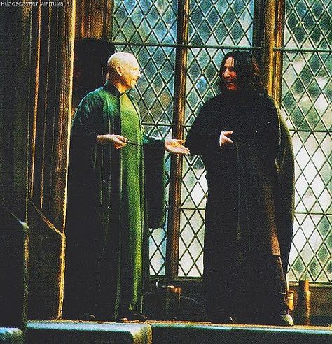 Alan Rickman and Ralph Fiennes on the set of 'Harry Potter and the Deathly Hallows' Severus Sneep, Alan Rickman Severus Snape, Harry Potter Severus, Harry Potter Poster, Harry Potter Severus Snape, Severus Rogue, Snape Harry Potter, Snape Harry, Images Harry Potter