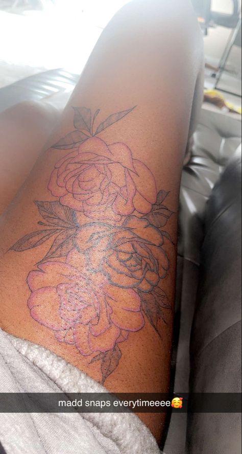 vibrant tattoo with pink and blue shading on outlines Pink Tattoo Brown Skin, Pink Tattoo On Brown Skin, Pink Tattoo, Piercing Tattoo, Flower Child, Brown Skin, Color Tattoo, Tattoos For Women, Tatting