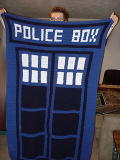 Ravelry: rebelsong's TARDIS Blanket Crochet Tardis, Doctor Who Crochet, Doctor Who Crafts, Crochet Blanket Afghan, Police Box, Wibbly Wobbly Timey Wimey Stuff, Timey Wimey Stuff, Yarn Projects, Loom Knitting