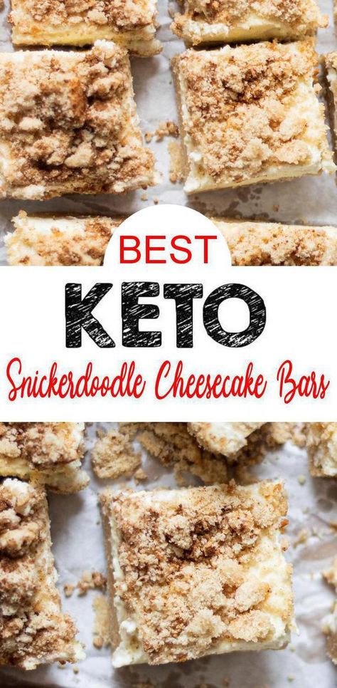 Keto Snickerdoodle bites everyone will love! Yummy snickerdoodle keto bars- creamy & delish. BEST simple ingredient cinnamon sugar snickerdoodle recipe for a ketogenic diet. Low carb tasty snickerdoodle idea. Great as keto desserts, keto snacks or sweet treats. If you want something different than cookies & fat bombs try this snickerdoodle bites!  Check out this keto cheesecake after meal low carb food recipe today #desserts #easyrecipe Keto Snickerdoodle Cheesecake Bars, Keto Snickerdoodle Muffins, Keto Snickerdoodle Cheesecake, Snickerdoodle Chaffles Keto, Gluten Free Snickerdoodle Bars, Keto Cheesecake Cookies, Keto Bar Cookies, Keto Dessert For A Crowd, Keto Chow Recipes