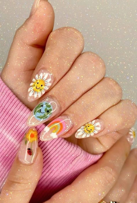 Hippie Nails, Nails Y2k, Ideas Uñas, Colorful Nails, Nail Art Inspo, Nail Stuff, Nails 2024, Nails And Makeup, Fire Nails