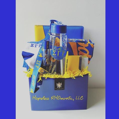 Sorority Inspired Baskets — Hopeless RHOmantic, LLC Sorority Baskets, Travel Gift Basket, Tau Beta Sigma, Order Of The Eastern Star, Greek Gifts, Event Display, Nurse Rock, Sigma Gamma Rho, Zeta Phi Beta