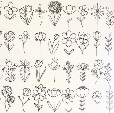 Quick Flower Doodles, Small Flower Doodles Simple, How To Draw Wildflowers, Doodle Flowers Simple, Easy Floral Doodles, Floral Doodles Pattern, Flower Doodles Easy, Floral Doodles, Doodle Flowers