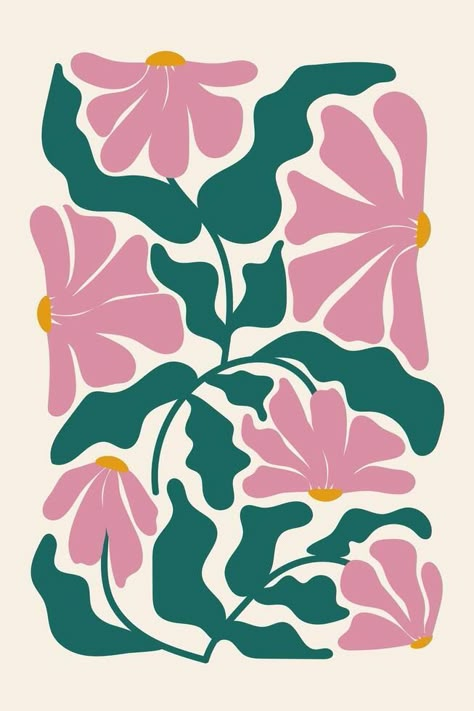 Phone wallpaper Floral Graphic Design, Abstract Flowers Print, Printable Wall Collage, Pottery Painting Designs, Keramik Design, Pink Posters, Poster Illustration, Floral Poster, Pink Wall Art