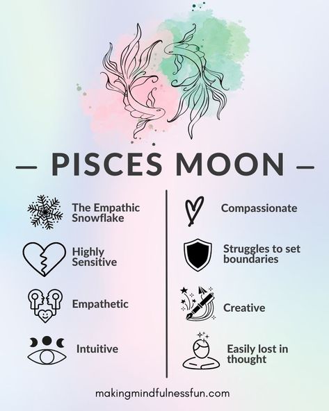 New Moon In Pisces Affirmations, Moon Sign Pisces, Aquarius Sun Pisces Moon, Pisces Moon Woman, Pisces Moon Tattoo, Capricorn Sun Pisces Moon, Pisces Moon Aesthetic, Capricorn 2023, Pisces + Core + Aesthetic