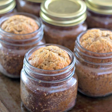 Banana Bread In A Jar Recipe, Half Pint Mason Jar Ideas, Mason Jar Bread Recipes, Bread Basket Gift Ideas, Canning Bread In Jars, Bread In A Jar Recipe, Banana Bread In A Jar, Canned Bread, Canning Bread