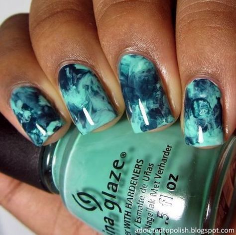 Turquoise Marble Nails nails nail art nail ideas nail designs marble nails nail pictures Monochromatic Nails, Turquoise Marble, Marble Nail Designs, Marble Nail Art, Green Nail, Spring Nail Colors, Best Nail Art Designs, Trendy Nail Design, Acrylic Nail Art