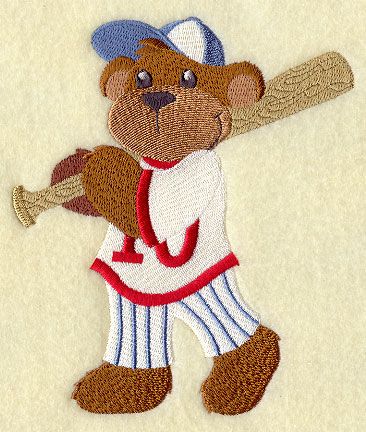 bear Teddy Bear Hand Embroidery, Teddy Bear Embroidery Design, Sports Volleyball, Baseball Applique, Embroidered Bear, Library Embroidery, Baseball Stitching, Cute Critters, Embroidered Items