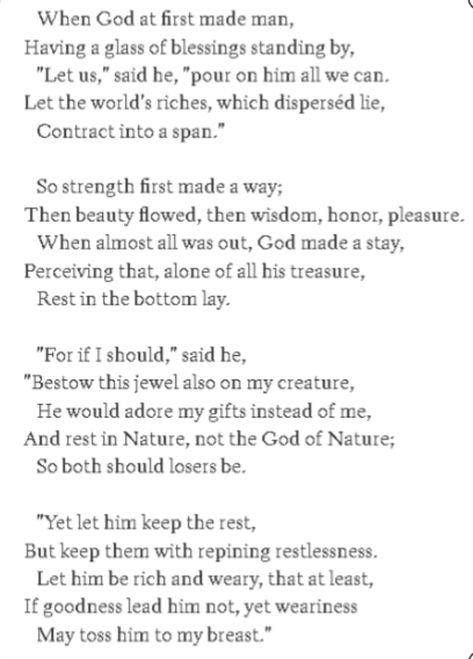 Extended Metaphor, Iambic Pentameter, George Herbert, Poetic Devices, Come Unto Me, Rhyme Scheme, Blood Of Christ, Book Of Genesis, Richest In The World