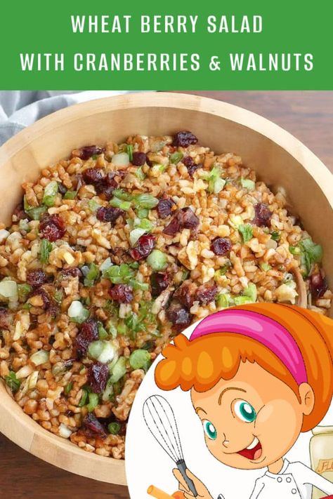 wheat berry salad with cranberries Red Wheat Berry Recipes, Wheat Berries Recipe, Wheatberry Recipes, Wheat Berry Salad Recipes, Wheatberry Salad, Wheat Berry Recipes, Green Lentil Salad, Salad With Cranberries, Wheat Berry Salad