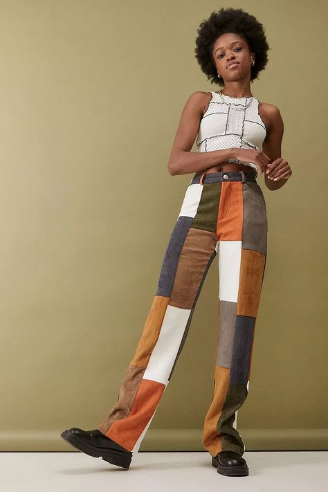 Jaded London Mixed Patchwork Corduroy Trousers | Urban Outfitters UK Urban Outfitters Outfit, Wide Leg Trousers Outfit, Patchwork Trousers, Patchwork Fashion, Knit Cardigan Pattern, Urban Outfitters Clothes, Cord Trousers, Jaded London, Colored Pants