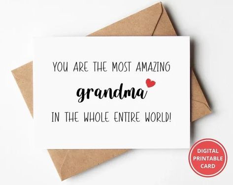 Mothers Day Grandma, Grandma Card, Card For Grandma, Grandma Cards, Greeting Card Printable, Funny Love Cards, Best Grandma, Valentine Greeting Cards, Valentines Greetings