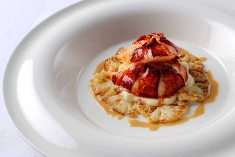 Poached Lobster Tail, Lobster Butter Sauce, Lobster Butter, Lobster Stock, Lobster Recipe, Poached Lobster, Lobster Recipes Tail, Creamed Leeks, Cauliflower Puree