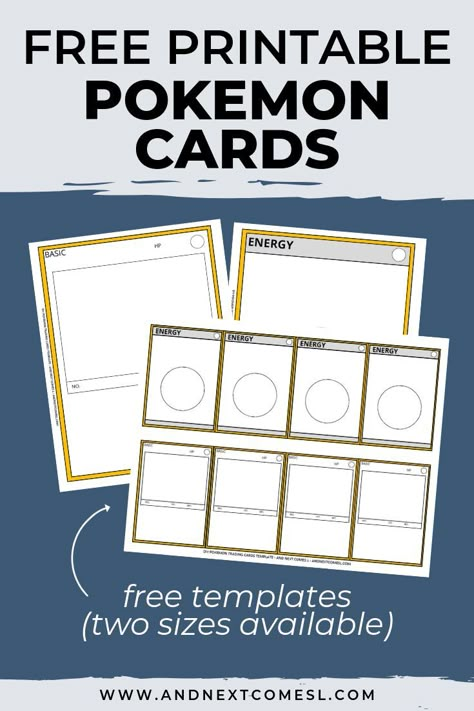 Your kids will love making DIY Pokemon cards with this free printable template. Great for favors or as an activity for a Pokemon birthday party! #pokemoncards #pokemon #pokemonbirthdayparty How To Make Pokemon Cards, Pokemon Club Ideas, Anime Club Activities, Pokemon Printables Free, Pokemon Activities For Kids, Pokemon Camp, Diy Pokemon Cards, Pokemon Club, Japanese Club