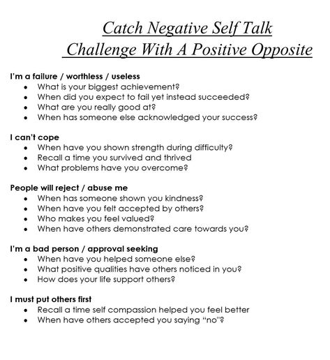 Cognitive Behavior Therapy Quotes, Dbt Opposite Action Activities, Challenge Negative Self Talk, Positive Self Talk Activities For Adults, Challenging Thoughts Worksheets, Cbt Challenging Negative Thoughts, Automatic Thoughts Cbt, Changing Negative Thoughts To Positive Worksheet, Talk Therapy Activities