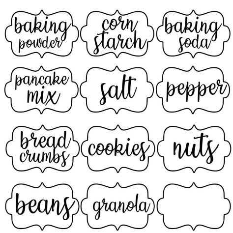 Pantry Canisters, Labels Cricut, Cricut Labels, Print And Cut Cricut, Pantry Labels Svg, Pantry Labels Printable, Digital File Organization, Vinyl Pantry Labels, Free Pantry Labels