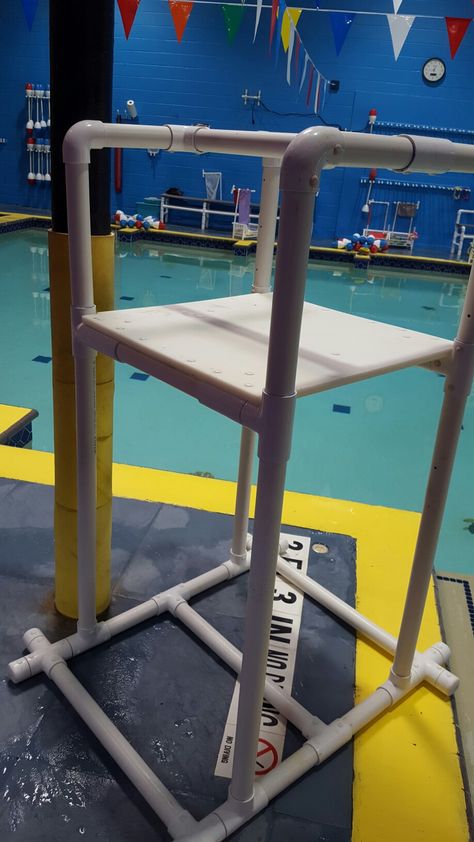 Pvc custom pool platform for swim lessons Pvc Pool Platform Diy, Pool Platform Diy, Swim Equipment, Pool Platform, Tanning Ledge Pool, Pvc Pool, Aquatic Therapy, Pool Diy, Tanning Ledges