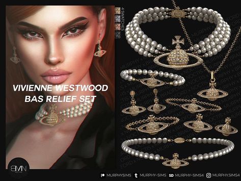 𝗠𝗨𝗥𝗣𝗛𝗬 | 𝗕𝗥𝗔𝗗𝗙𝗢𝗥𝗗 | 𝗡𝗢𝗖𝗧𝗜𝗦 on Instagram: “Vivienne Westwood Bas Relief Set Available now #sims4 #thesims4 #simstagram #simblr #sl #imvu #secondlife #sims4rp #sims4roleplay #thesims…” Sims 4 Cc Designer Accesories, Ts4 Vivienne Westwood Cc, The Sims 4 Cc Jewelry Set, Sims 4 Cc Vivienne Westwood Necklace, Ts4 Vivienne Westwood, Sims Vivienne Westwood, Sims Vivienne Westwood Cc, Sims 4 Cc Clothes Vivienne Westwood, Vivienne Westwood Sims 4 Cc