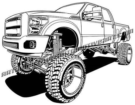 Lifted Ford Truck, Trucks Lifted Diesel, 4x4 Truck, Lifted Truck, Truck Coloring Pages, Truck Art, Ford F 250, F 250, Car Drawings