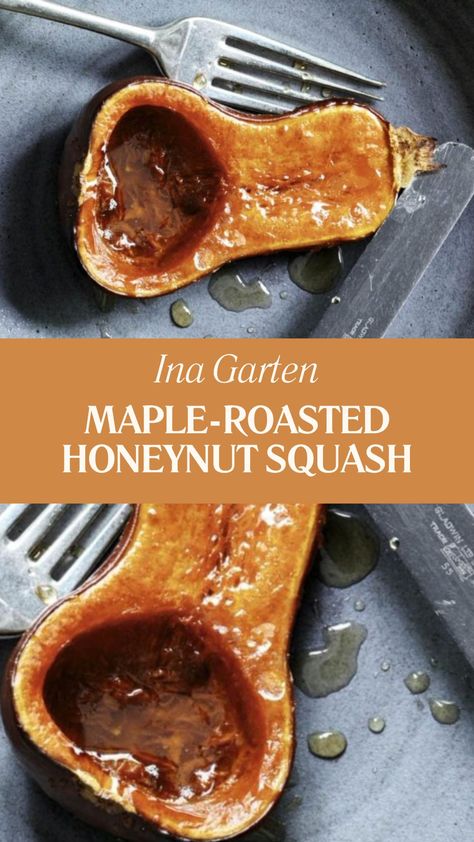 Ina Garten Maple-roasted Honeynut Squash Buttered Squash Recipes, Maple Roasted Honeynut Squash, Roasted Honey Nut Squash Recipe, Delica Squash Recipes, Mixed Squash Recipes, Honey Nut Squash Recipe, Honeynut Squash Recipes, Hubbard Squash Recipes, Honey Nut Squash