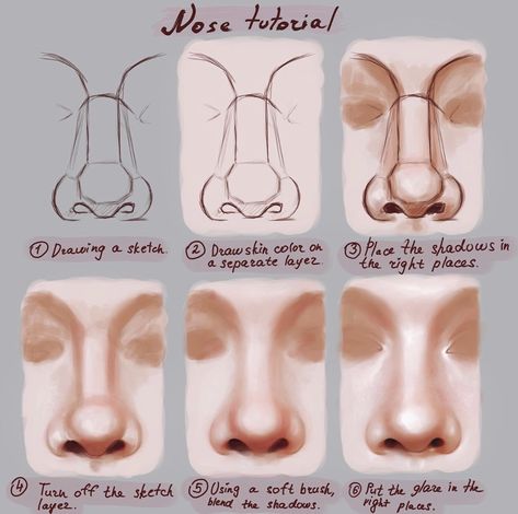 Draw Nose, Digital Art Tutorial Beginner, Digital Painting Techniques, Nose Drawing, Digital Art Beginner, Art Tools Drawing, Ipad Art, Digital Painting Tutorials, Step Drawing