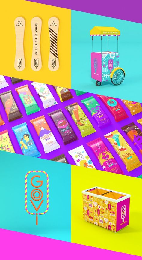 Brand ideas and inspiration for PR With Perkes - from pop art to bright colours #brand #branding #PR #prwithperkes Colorful Branding Design, Ice Cream Branding Design, Popsicle Brand, Ice Cream Branding, Cream Branding, Popsicle Design, Ice Cream Packaging, Pop Color, Chocolate Packaging